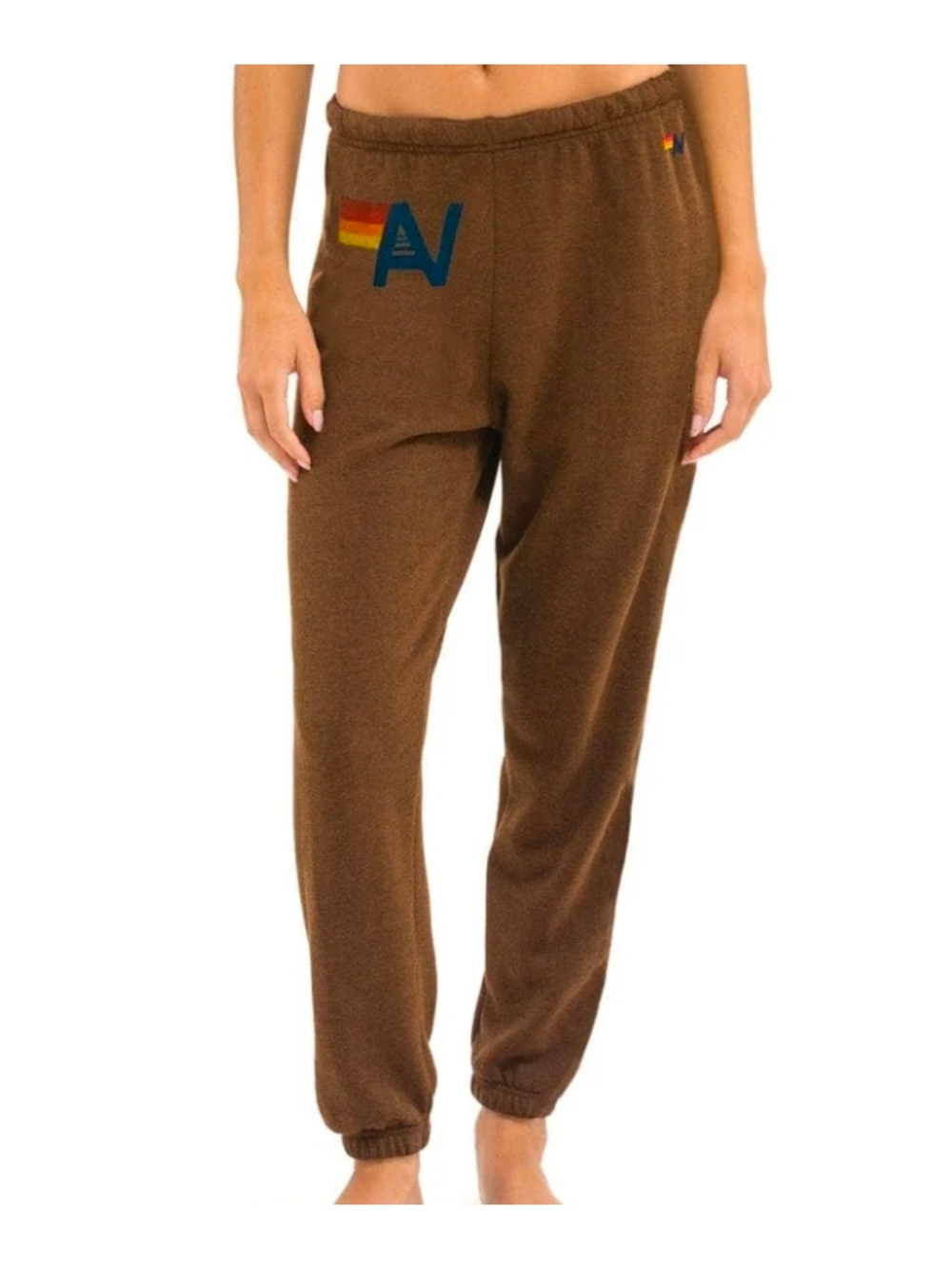 Aviator Nation Brown Jogger Sweatpants with Logo Sz XS